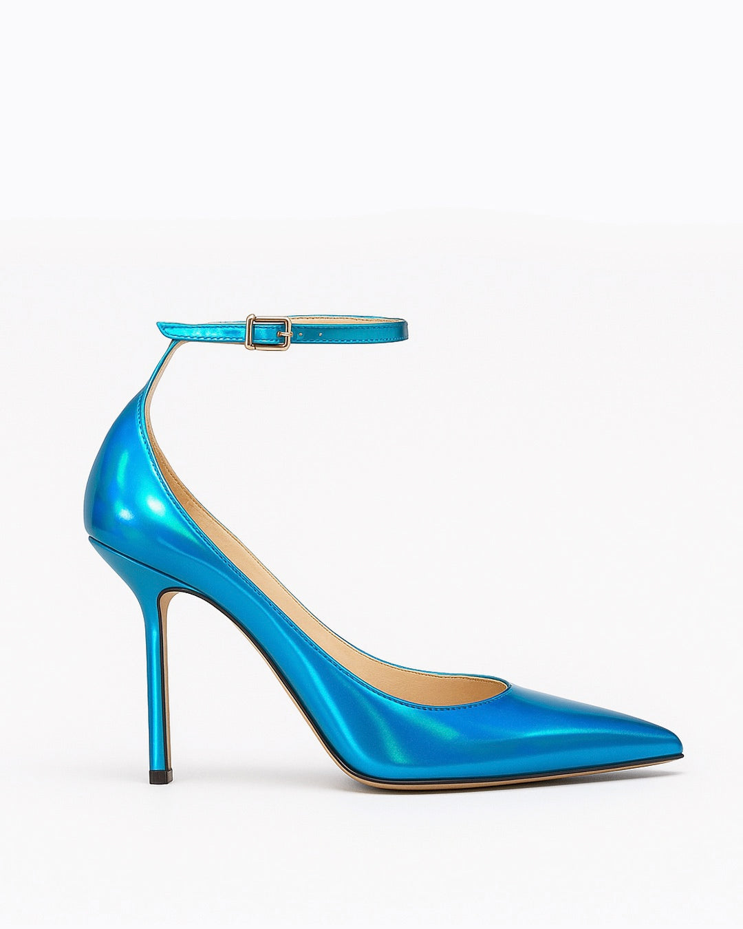 Décolleté laminata azzurro