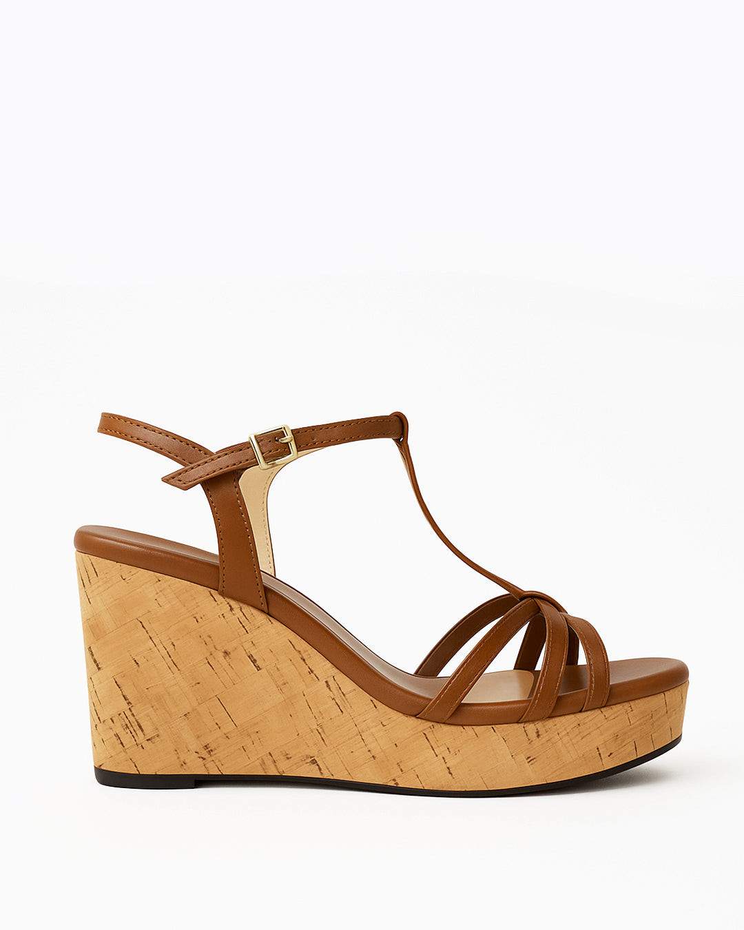 Sandalo con zeppa marrone